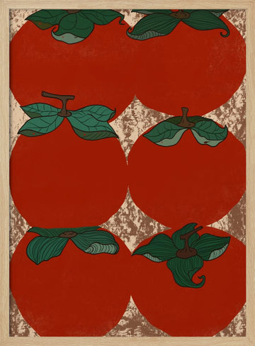 Red Persimmon Harvest | Poster - Wood Frame Interior