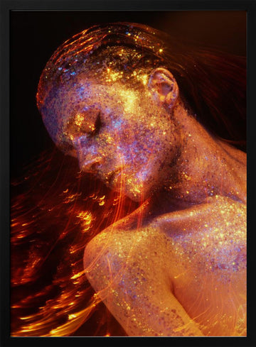 Sparkling Cosmic Woman | Poster - Black Metal Frame Interior