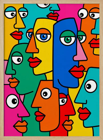 Colorful Abstract Faces | Poster - Wood Frame Interior