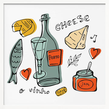 Porto Food and Wine Sketch | Poster - White Frame Interior