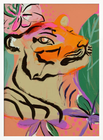 Vibrant Tiger Bloom | Poster - White Frame Interior