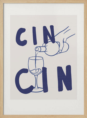 Cheers in Blue | Poster - Wood Frame Interior