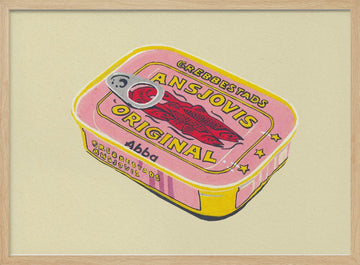 Retro Pink Fish Tin | Poster - Wood Frame Interior