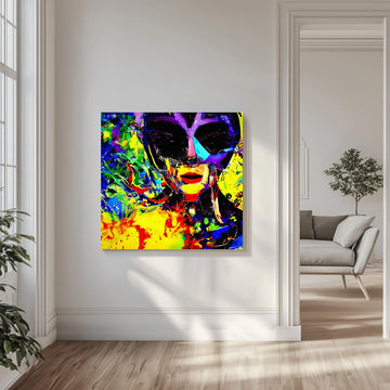 Vibrant Masked Portrait | Canvas - Room Interior 1