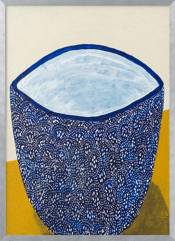 Blue Patterned Bowl | Poster - Silver Frame Interior