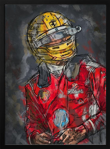 Focused Racing Driver | Poster - Black Metal Frame Interior