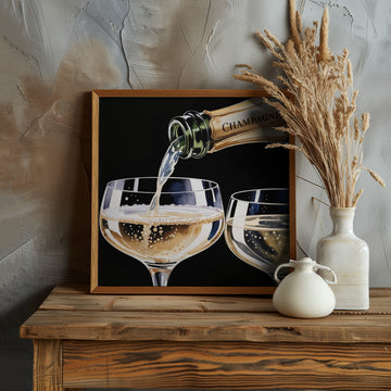 Golden Champagne Pour | Poster - Room Interior 1