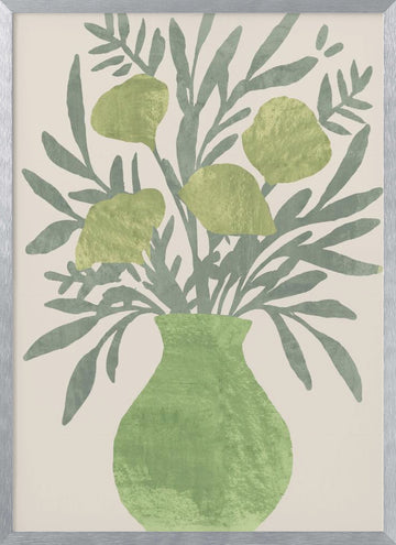 Olive Branch Vase | Poster - Silver Frame Interior