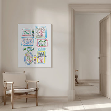 Whimsical Sardine Cans | Canvas - Room Interior 1