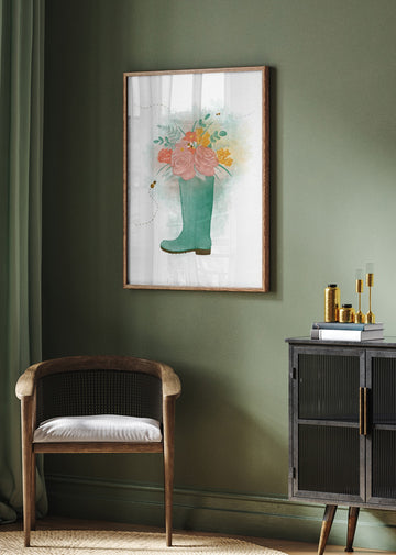 Whimsical Floral Boot | Poster - Room Interior 2