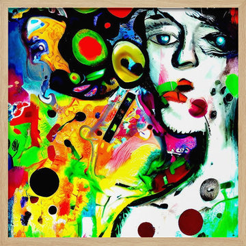 Vibrant Abstract Face | Poster - Wood Frame Interior