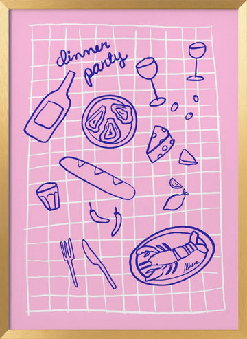 Dinner Party | Poster - Gold Frame Interior