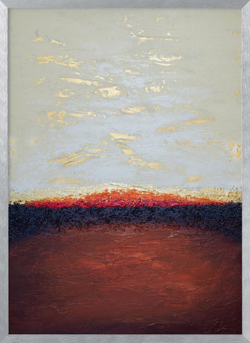 Golden Desert Horizon | Poster - Silver Frame Interior