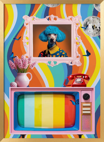 Eccentric Poodle Pop Art | Poster - Gold Frame Interior