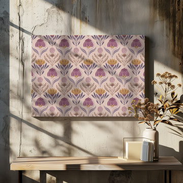 Ornate Purple Gold Floral | Canvas - Room Interior 2