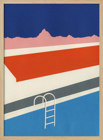 Colorful Poolside Abstract | Poster - Wood Frame Interior