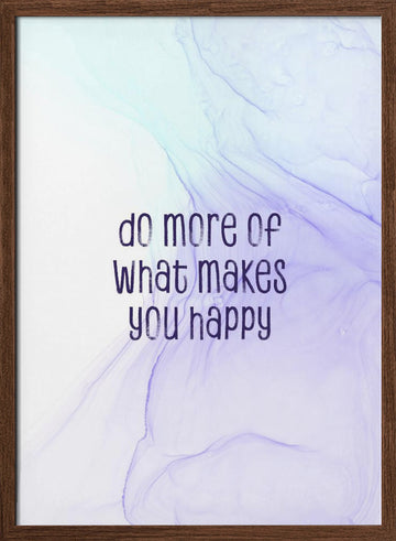Happy Inspirational Quote | Poster - Walnut Frame Interior