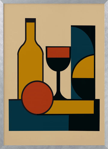 Abstract Wine Still Life | Poster - Silver Frame Interior