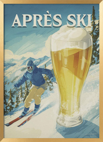 Après Ski Mountain Beer | Poster - Gold Frame Interior