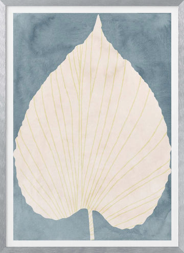 Soft Blue Fan Leaf | Poster - Silver Frame Interior
