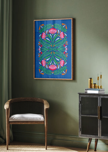 Colorful Floral Symmetry | Poster - Room Interior 2