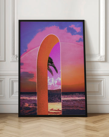 Pink Sky Beach Archway | Poster - Room Interior 1
