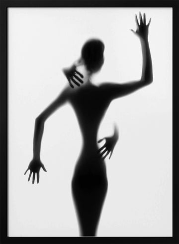 Silhouetted Woman Embrace | Poster - Black Metal Frame Interior