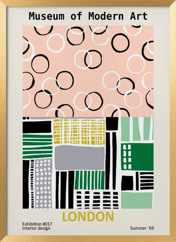 Mid Century London Abstract | Poster - Gold Frame Interior