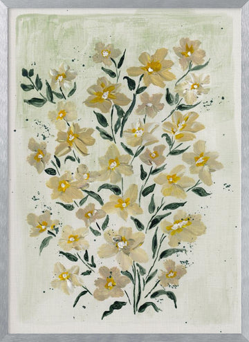 Delicate Yellow Blooms | Poster - Silver Frame Interior
