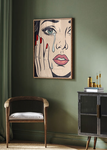 Retro Crying Woman | Poster - Room Interior 2