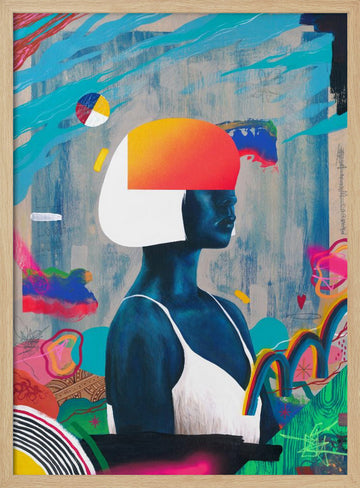Vibrant Abstract Woman | Poster - Wood Frame Interior