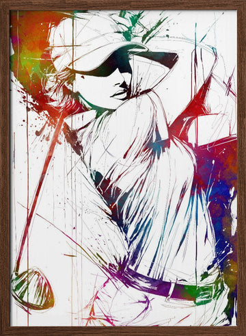 Colorful Golf Swing | Poster - Walnut Frame Interior