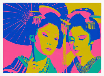 Vibrant Japanese Geishas | Poster - White Frame Interior
