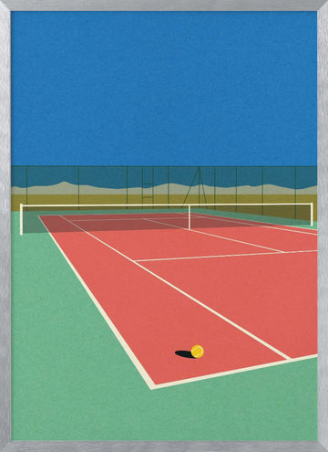 Tennis Court In the Desert | Poster - Silver Frame Interior