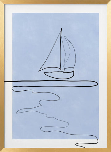 Serene Sailboat Horizon | Poster - Gold Frame Interior