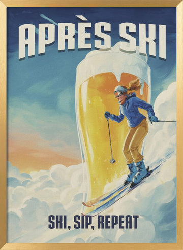 Après Ski Beer Fun | Poster - Gold Frame Interior