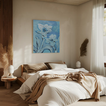 Abstract Blue Blooms | Canvas - Room Interior 2