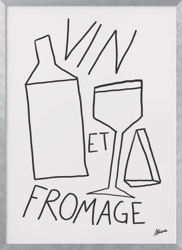 Vin et Fromage | Poster - Silver Frame Interior