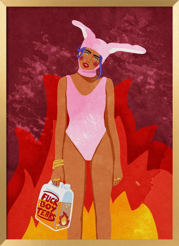 Girl On Fire | Poster - Gold Frame Interior