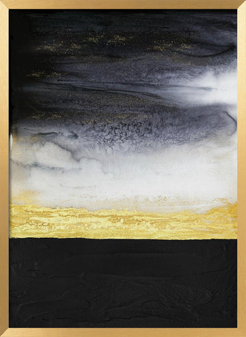 Black Gold Abstract Flow | Poster - Gold Frame Interior