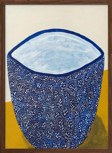 Blue Patterned Bowl | Poster - Walnut Frame Interior