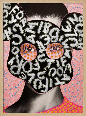 Vibrant Letter Mask Portrait | Poster - Wood Frame Interior