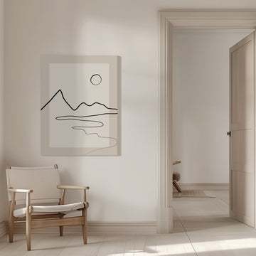 Minimalist River Mountains | Canvas - Room Interior 1