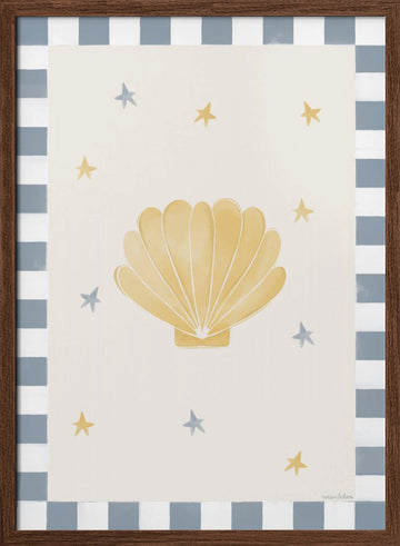 Whimsical Scallop and Stars | Poster - Walnut Frame Interior