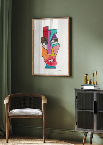 Vibrant Cubist Face | Poster - Room Interior 2