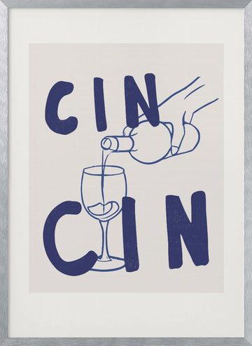 Cheers in Blue | Poster - Silver Frame Interior