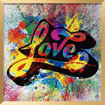 Colorful Love Splatter | Poster - Gold Frame Interior