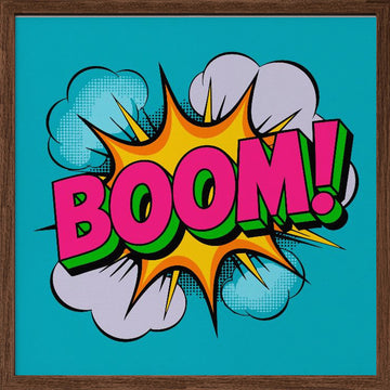 Boom Pop Art Explosion | Poster - Walnut Frame Interior