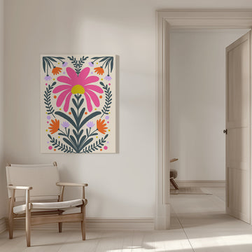 Vibrant Folk Floral | Canvas - Room Interior 1