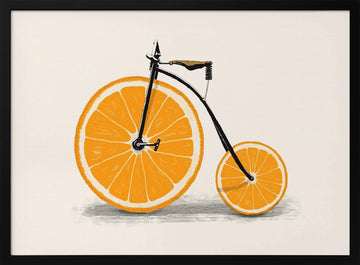 Orange Slice Bicycle | Poster - Black Metal Frame Interior